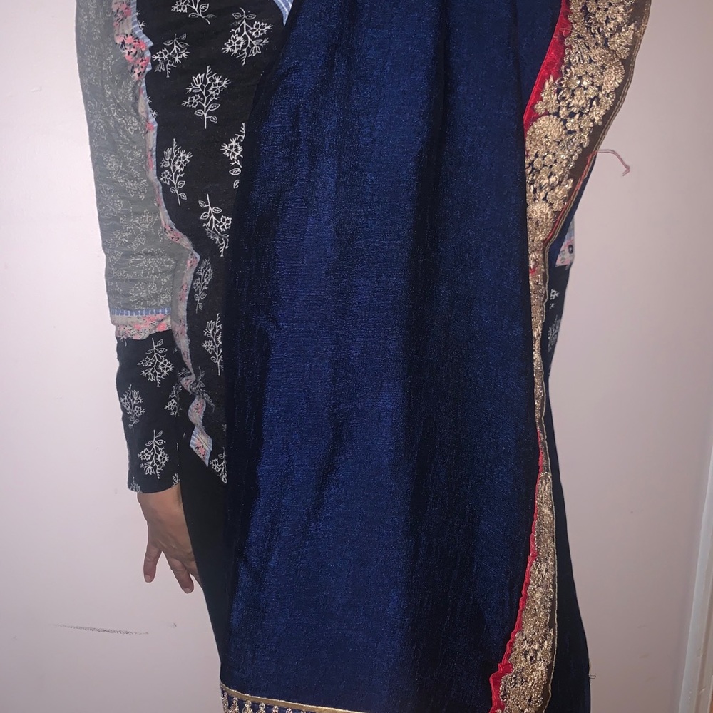 Blue and pink saree